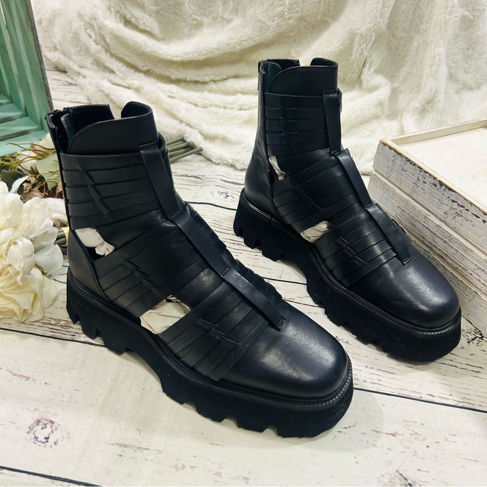Free People Hydra Huarache Lug leather black caged boots - Picture 10 of 14